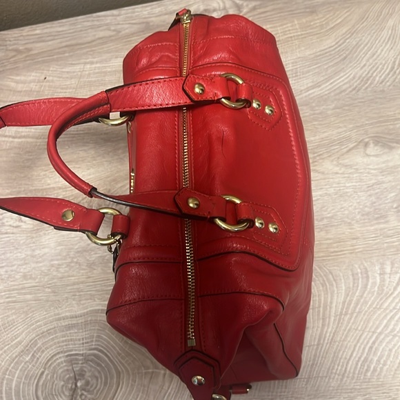 Beautiful Red Authentic Coach Purse with Hidden Long Strap and Short Strap - Picture 4 of 14